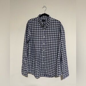 J. Crew Factory Blue Plaid Button Down Shirt XL Classic Coastal Cotton Casual